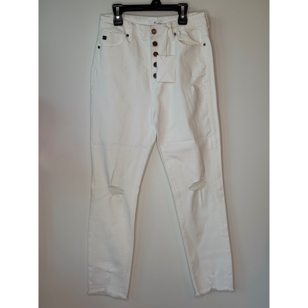 KanCan White High Rise Distressed Skinny Jeans Button Fly KC8423WT Size 9/28